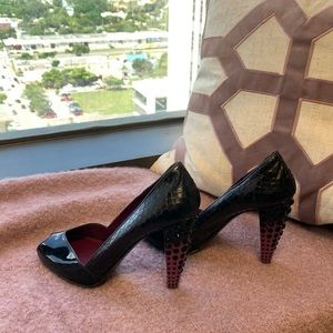Miu Miu patent leather snake print heels